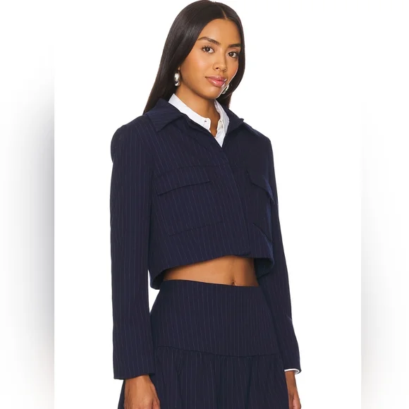 Amanda Uprichard Navy Cropped Jacket | NWT | Size Medium – Msrp $260 - Picture 4 of 16